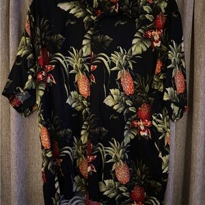 Puritan Black Pineapple Print Short-Sleeve Button-Up Shirt